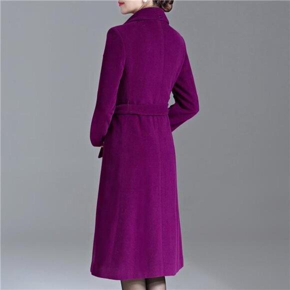 Women's Winter Coats Warm Double-breasted Purple - Picture 4 of 4